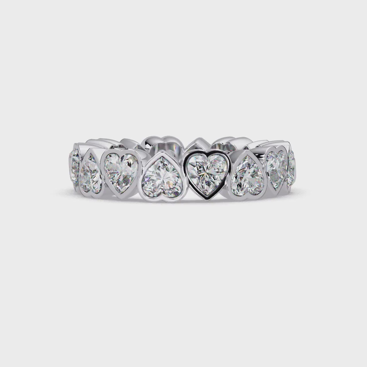 Heart Shape Diamond Bezel Eternity Ring