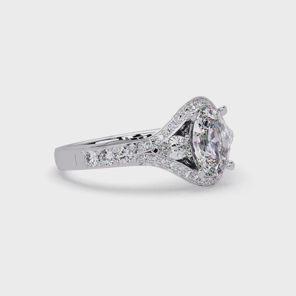 Exquisite Vintage Multi-Shape Diamond Halo Cluster Ring