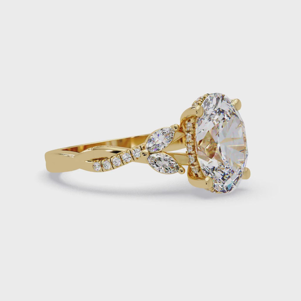 Vintage Oval Hidden Halo Solitaire Ring
