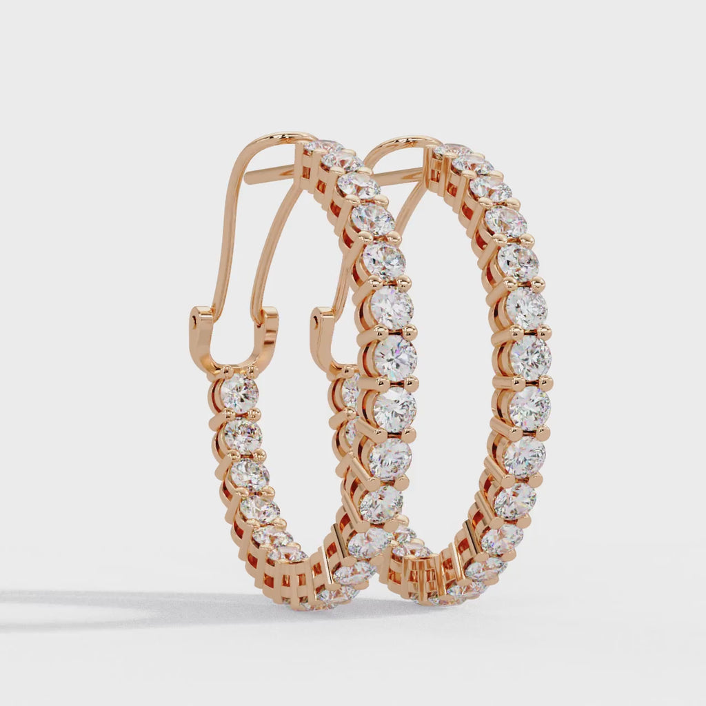 Round Brilliant Lab Grown Diamond Halo Hoop Earrings