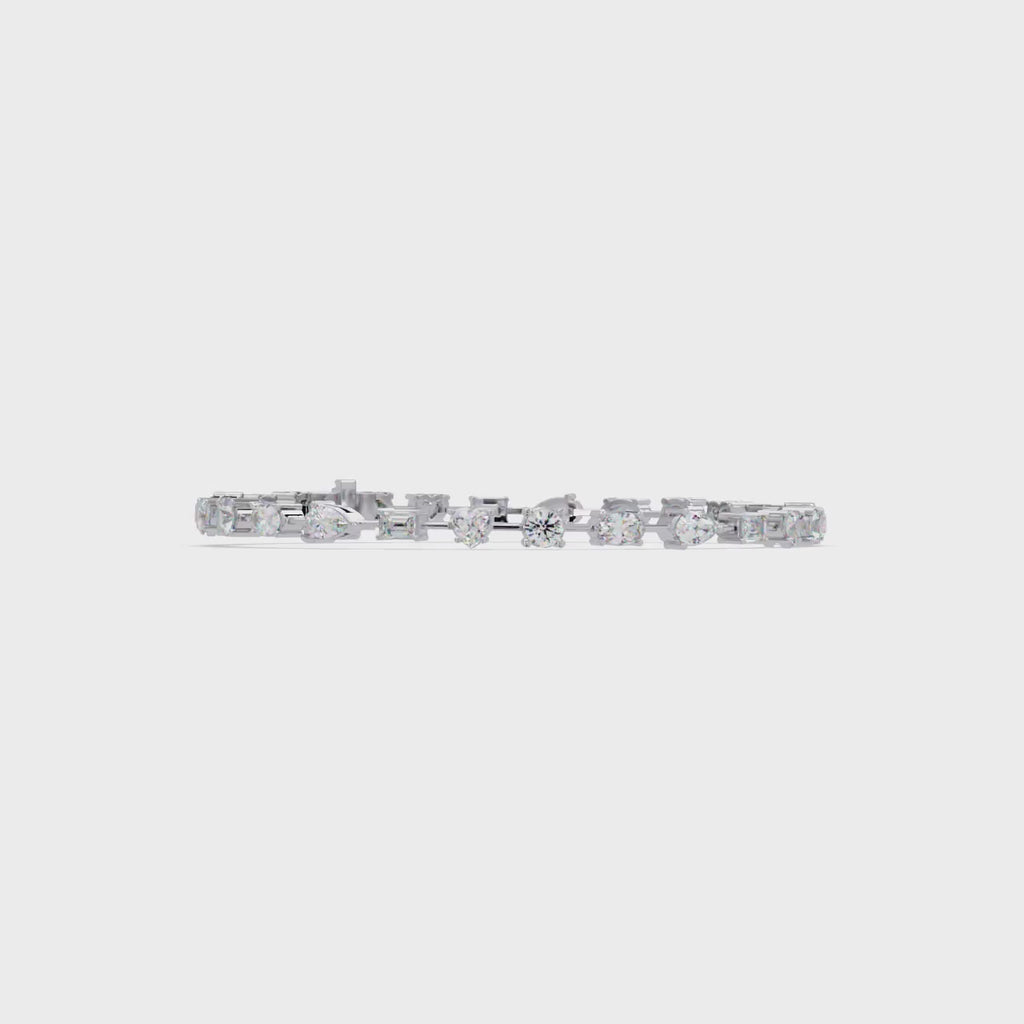 Mixed Shape Diamond Tennis Bracelet in 14K & 18K Gold