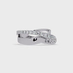 Round Cut Diamond Criss Cross Bypass Band Ring
