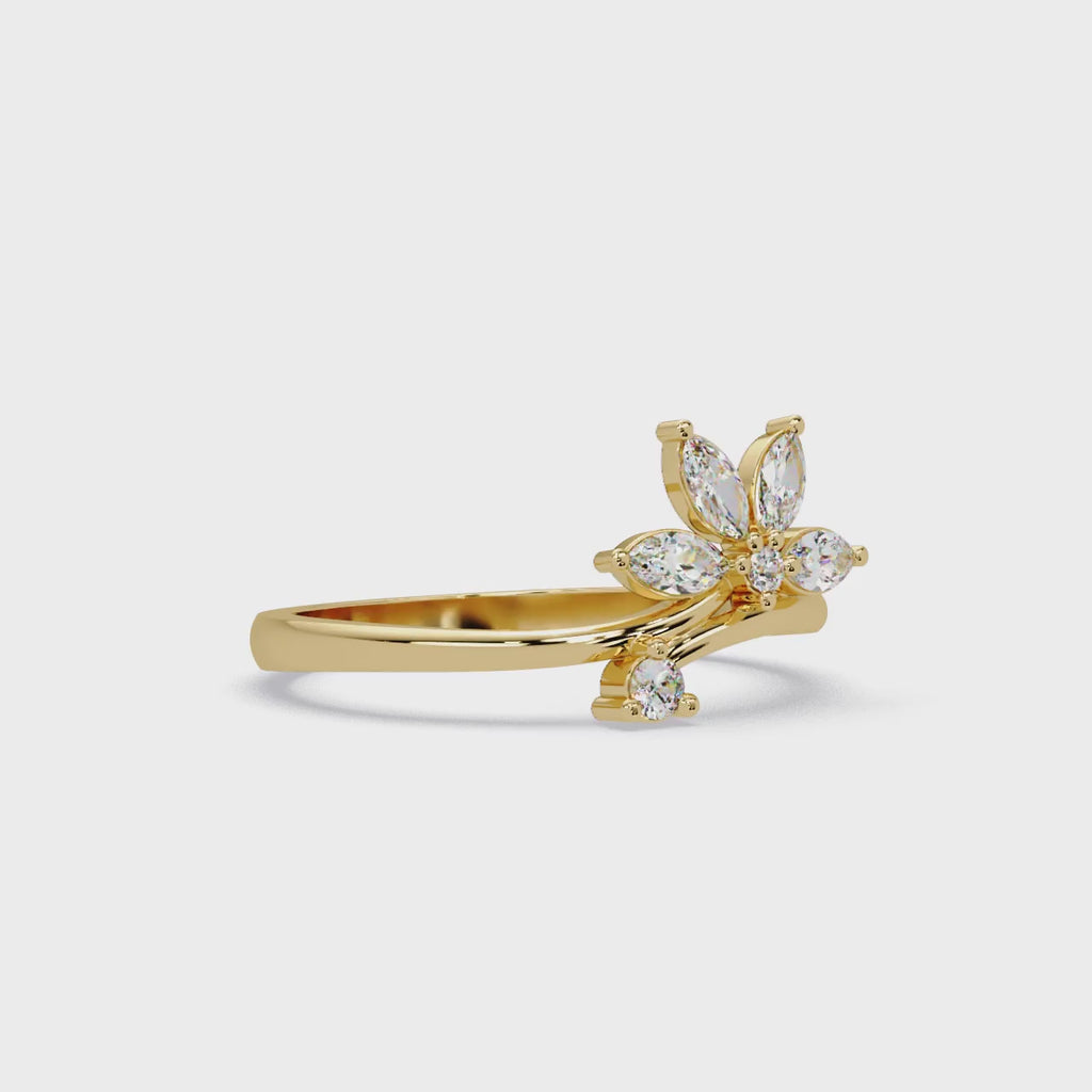 Nature Inspired Marquise Diamond Floral Ring
