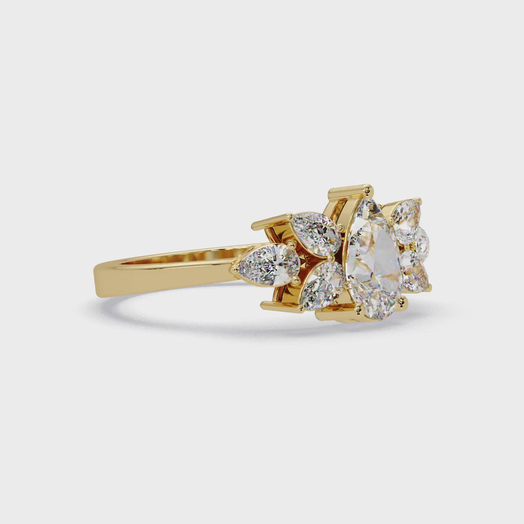 Pear Cut Nature Inspired Diamond Engagement Ring