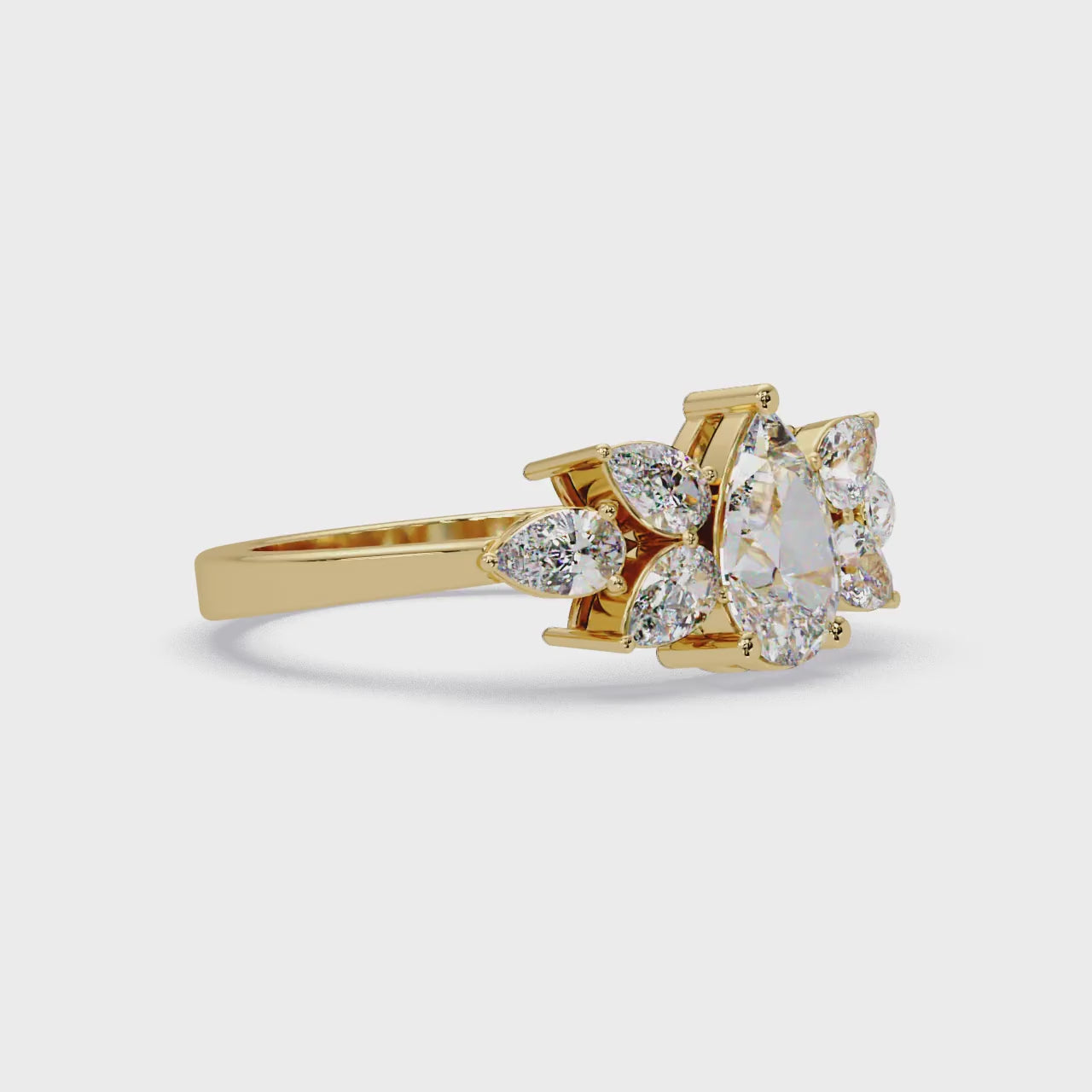 Pear Cut Nature Inspired Diamond Engagement Ring