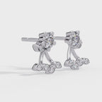 Round Diamond Floral Cluster Stud Earrings in Gold