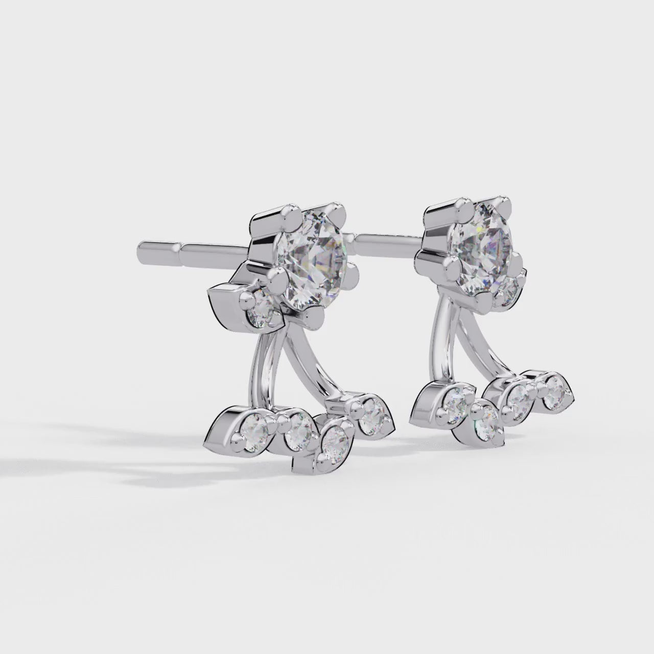 Round Diamond Floral Cluster Stud Earrings in Gold