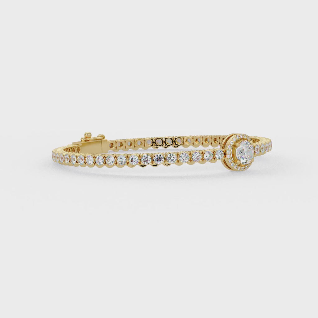 Round Halo Diamond Tennis Bracelet