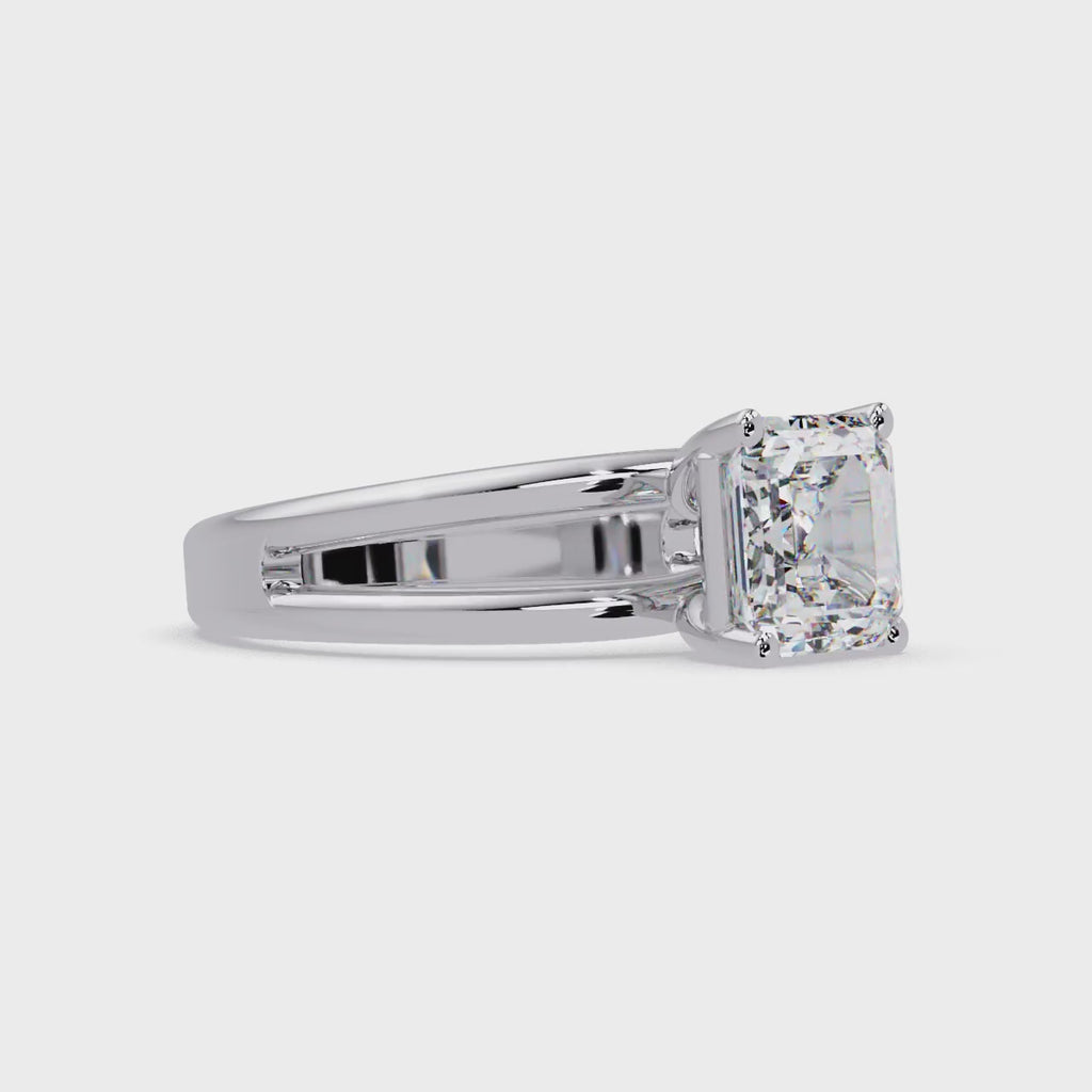 Exquisite Emerald Square Cut Split Dual-Band Ring