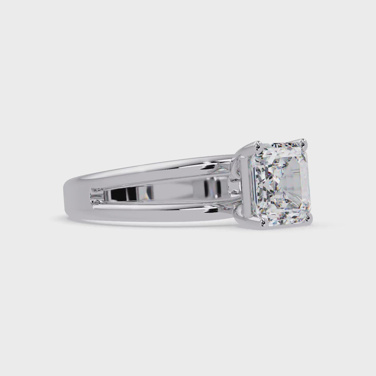 Exquisite Emerald Square Cut Split Dual-Band Ring