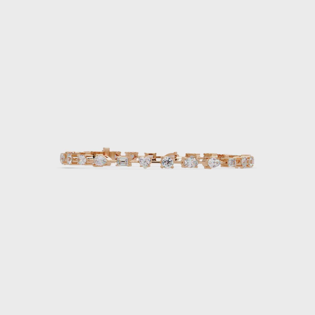 Mixed Shape Diamond Tennis Bracelet in 14K & 18K Gold
