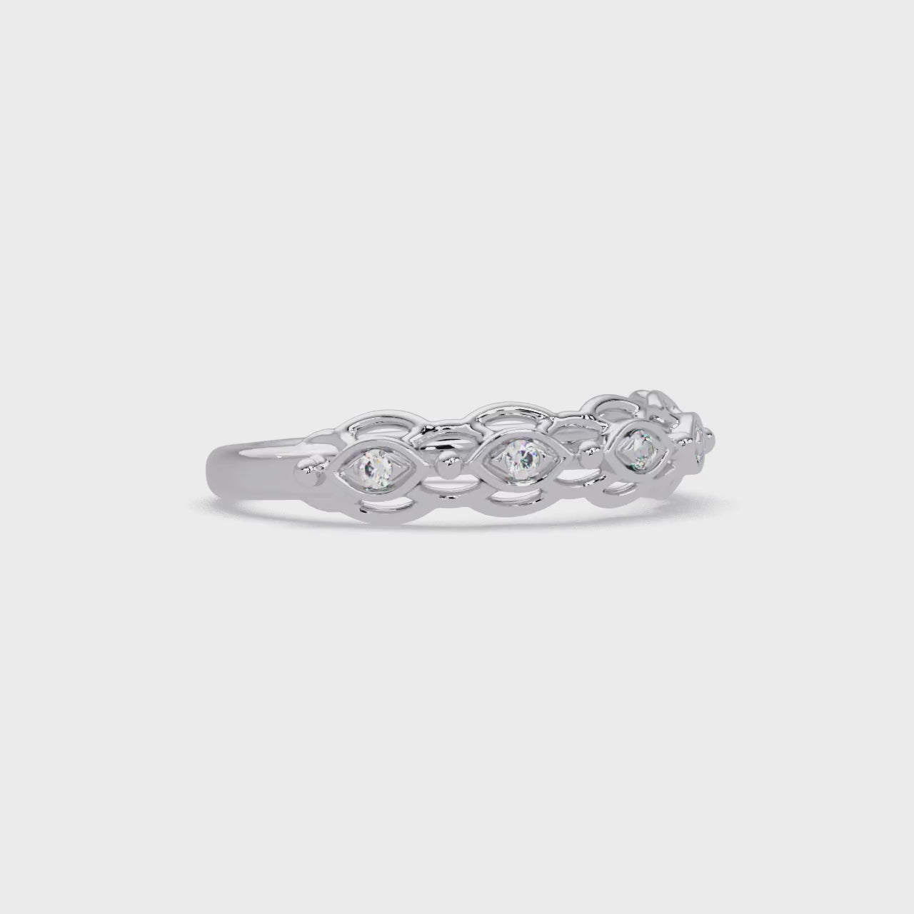 Nature Inspired Round Cut Diamond Wedding Ring