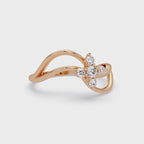 Round Cut Floral Cluster Diamond Wave Ring