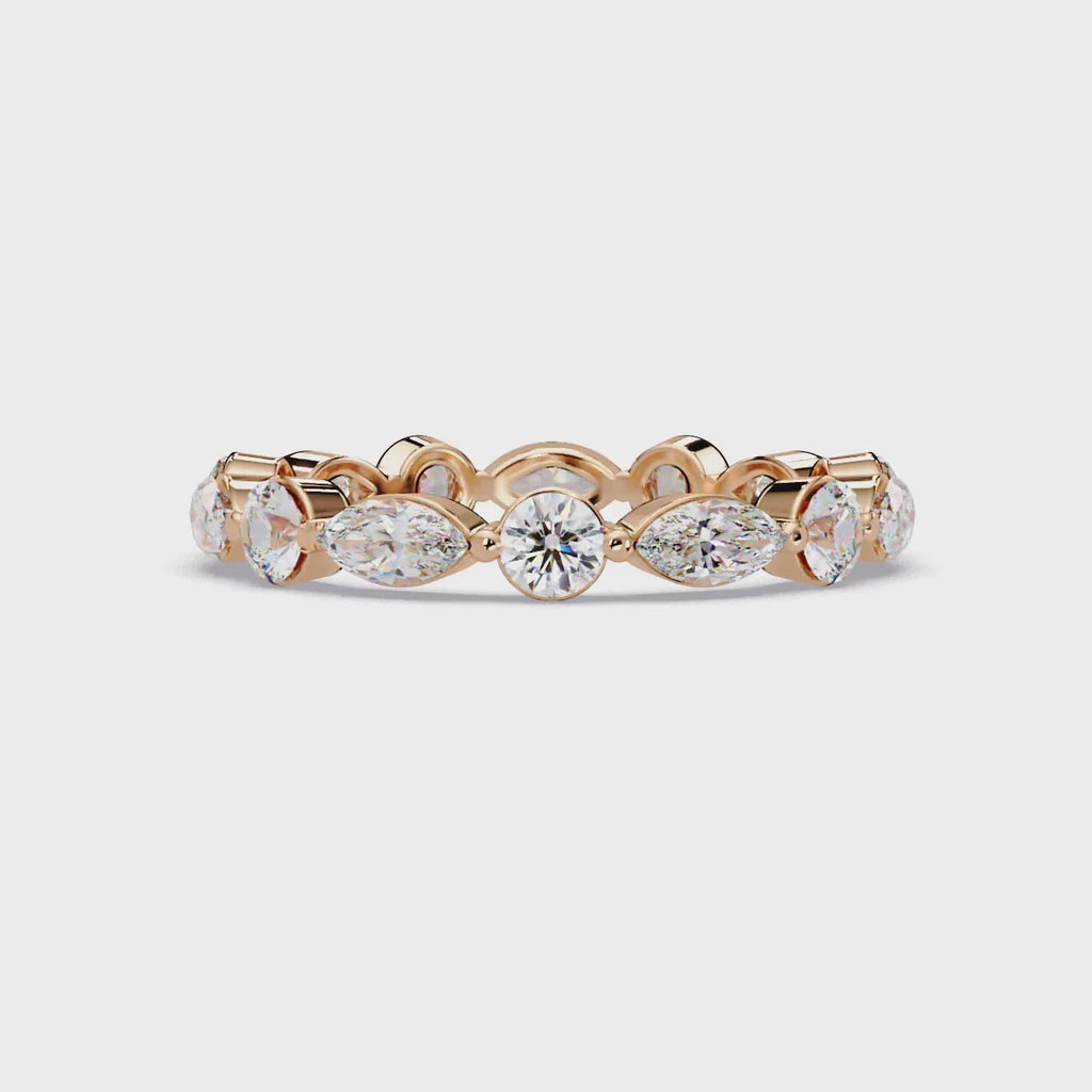 Marquise and Round Cut Diamond Eternity Ladies Ring