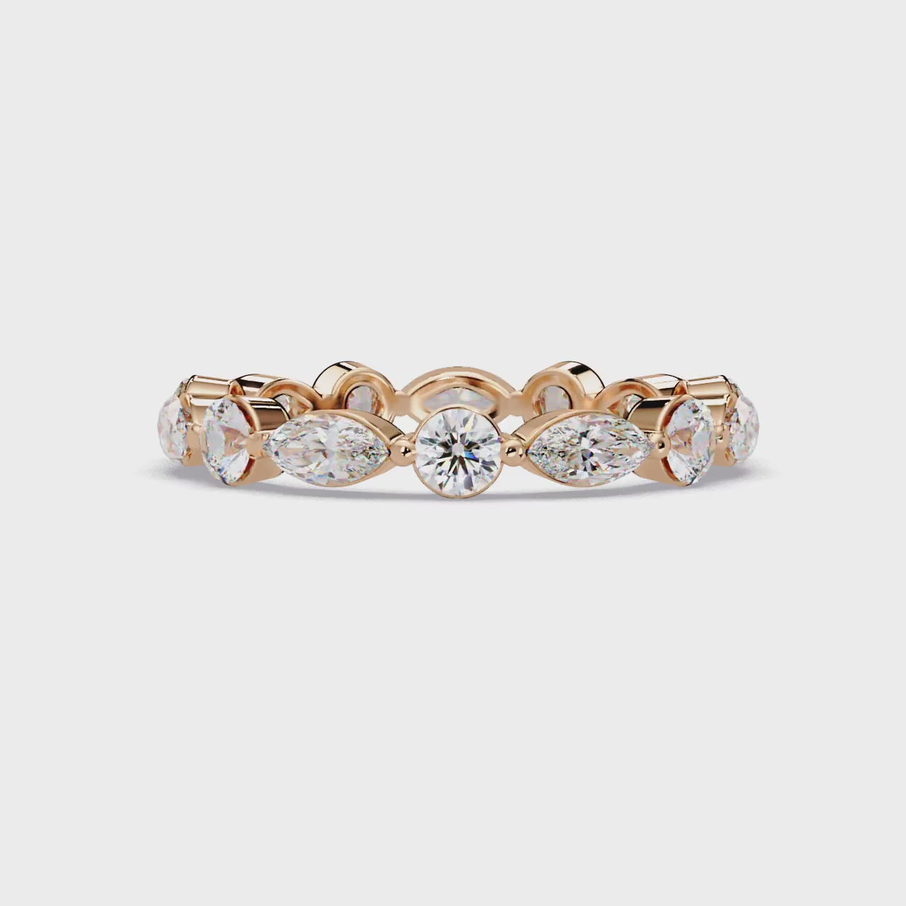 Marquise and Round Cut Diamond Eternity Ladies Ring