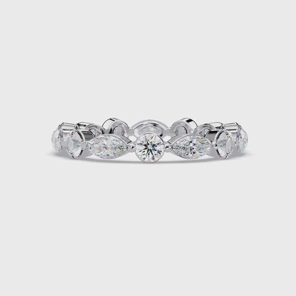 Marquise and Round Cut Diamond Eternity Ladies Ring