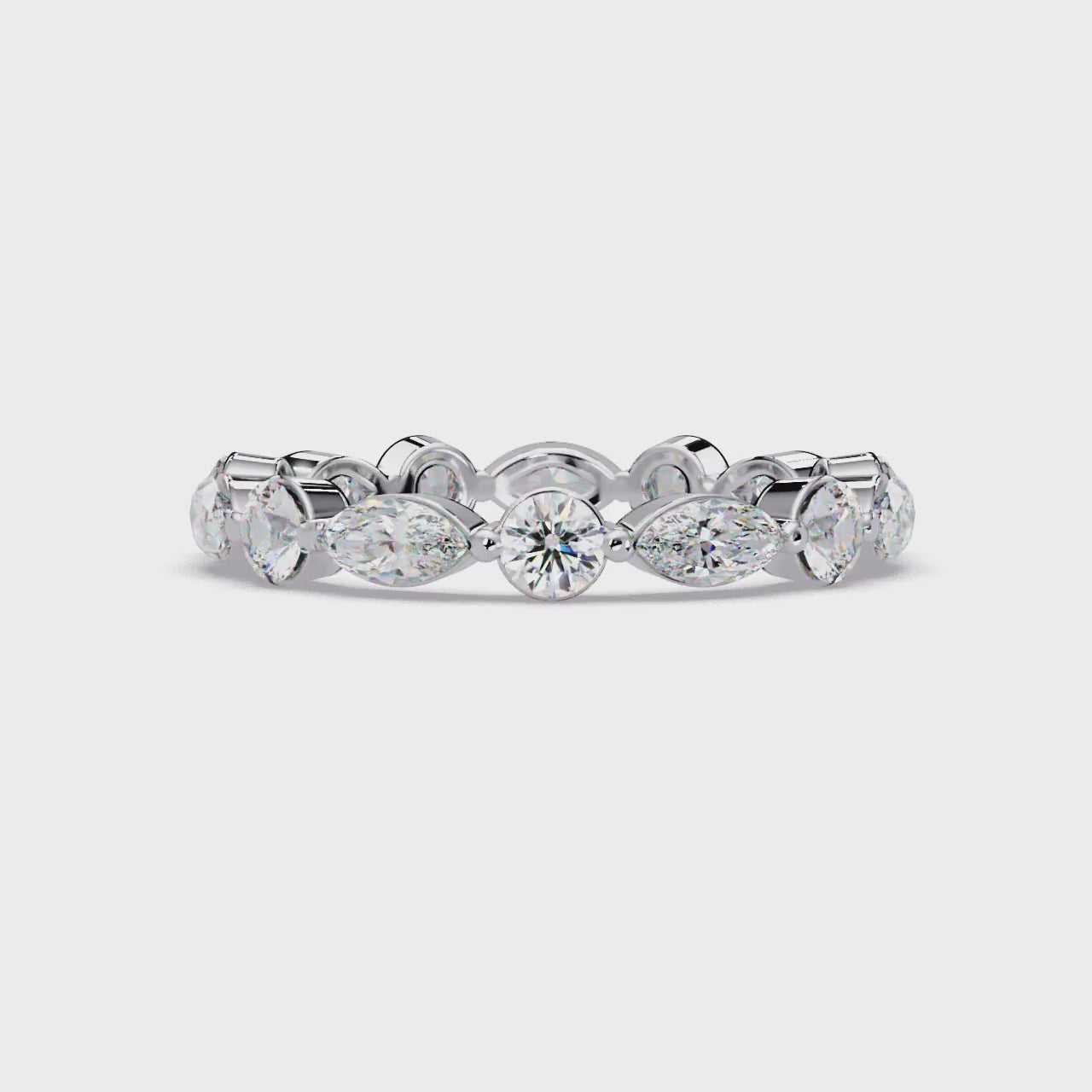 Marquise and Round Cut Diamond Eternity Ladies Ring
