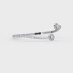 Round Halo Open Diamond Cuff Bracelet