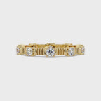 Round Cut Diamond Alternating Bar Ladies Ring