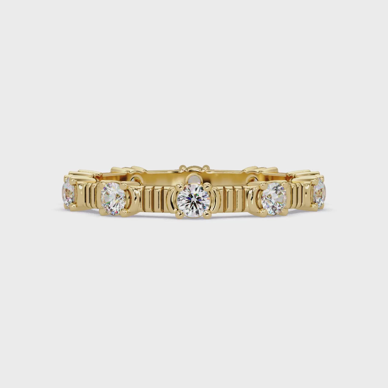 Round Cut Diamond Alternating Bar Ladies Ring