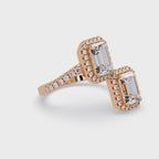 Exquisite Dual-Stone Halo Bypass Toi et Moi Ring