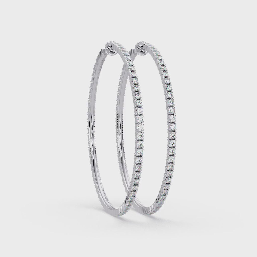 Classic Inside-Out Round Diamond Hoop Earrings