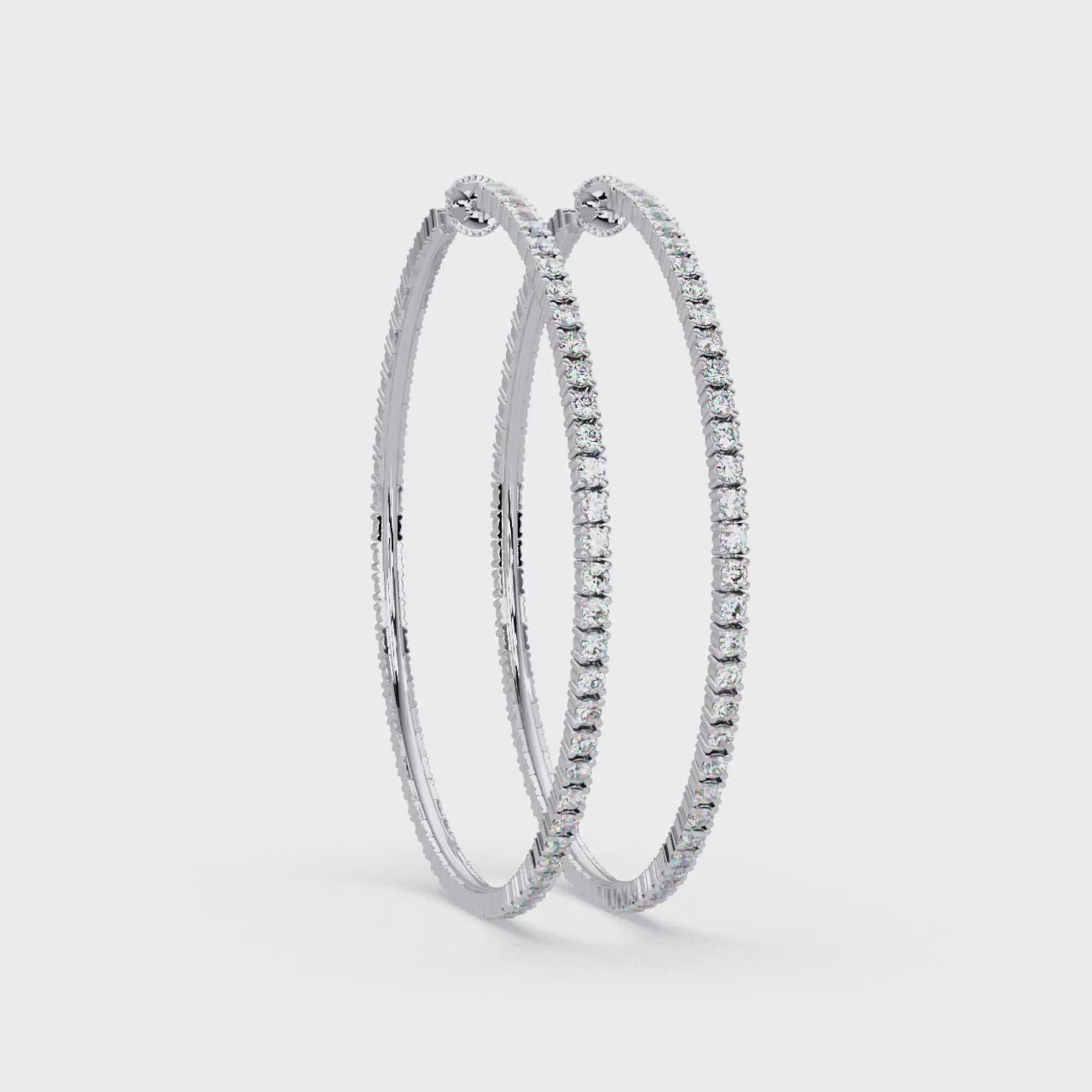Classic Inside-Out Round Diamond Hoop Earrings