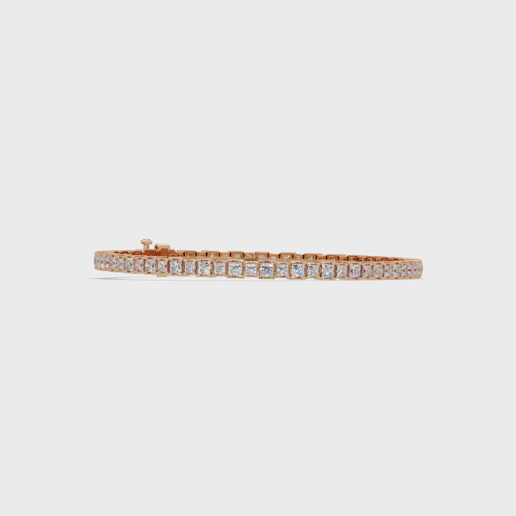 Princess Cut Diamond Tennis Bracelet in Gold & White Gold