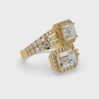 Custom Baguette Emerald Cut Double Halo Engagement Ring