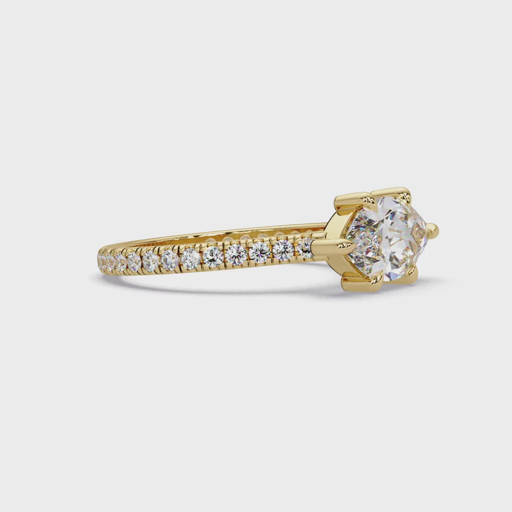 East-West Marquise Cut Diamond Engagement Ring