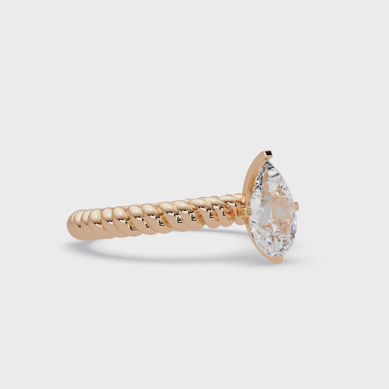Twisted Rope Pear Diamond Solitaire Engagement Ring