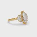 Marquise Cut Floral Diamond Engagement Ring