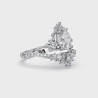 Pear Cut Floral Diamond Engagement Ring