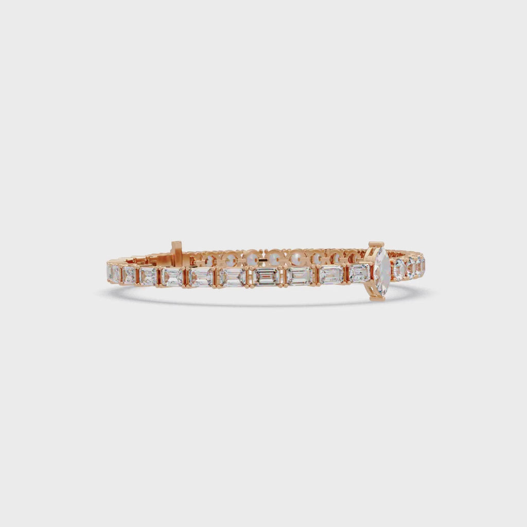 Luxury Two-Tone Tennis Bracelet with Marquise Center Stone