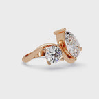 Modern Pear & Round Diamond Bypass Engagement Ring