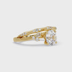 Round Cut Floral Diamond Engagement Ring Set