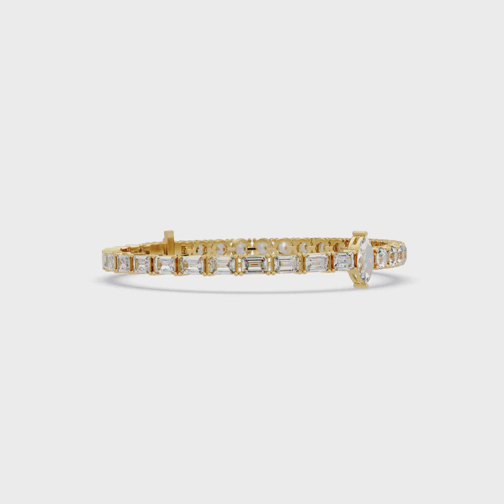 Luxury Two-Tone Tennis Bracelet with Marquise Center Stone