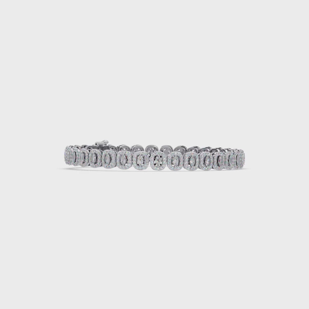 Marquise Halo Diamond Tennis Bracelet