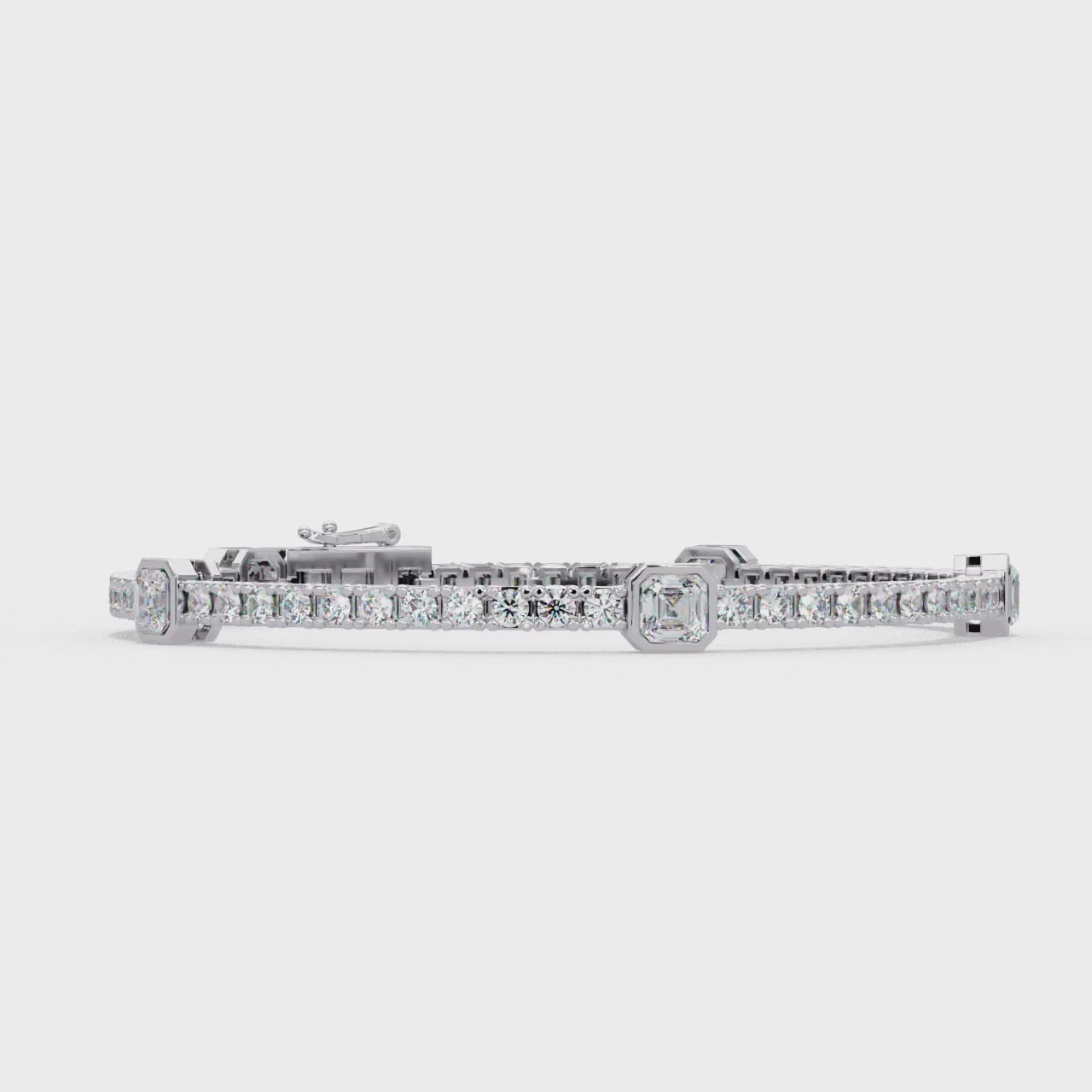 Asscher Diamond Station Tennis Bracelet