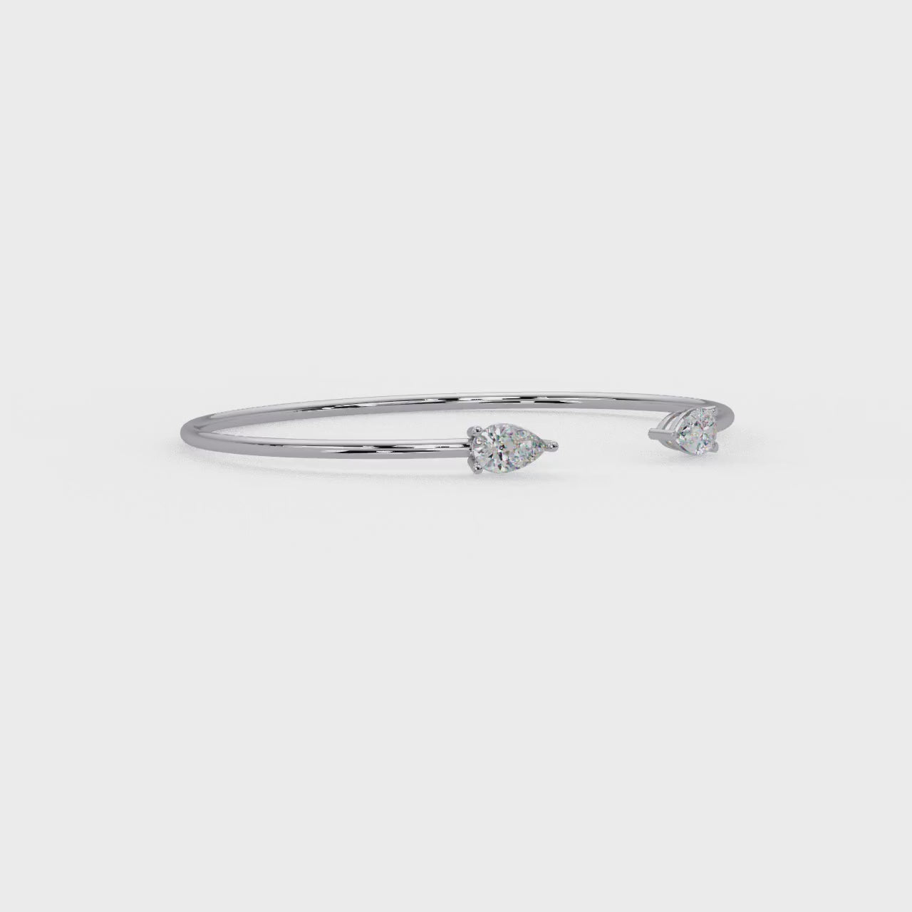 Pear Cut Diamond Open Cuff Bangle Bracelet | Minimalist Luxury Bracelet for Women