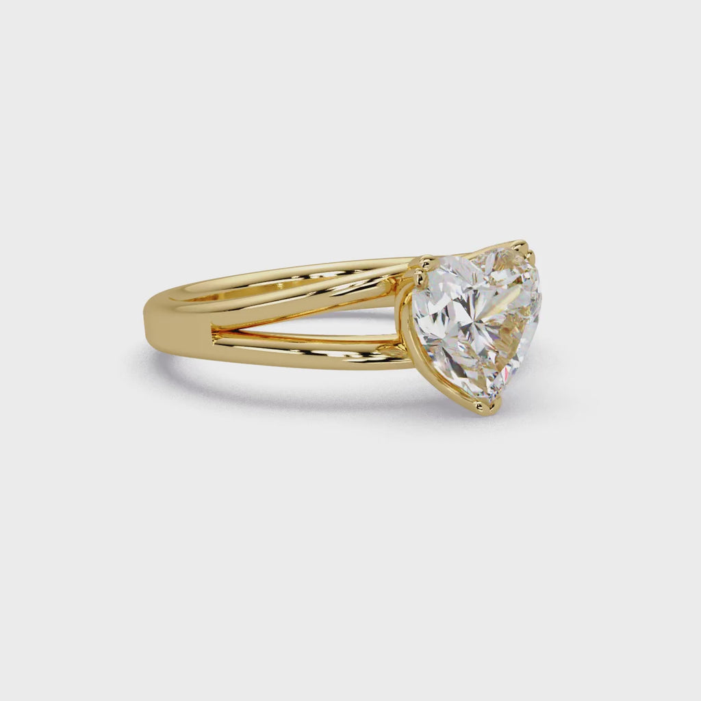 Heart Shape Diamond Split Shank Solitaire Engagement Ring