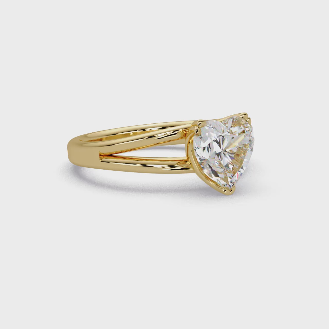 Heart Shape Diamond Split Shank Solitaire Engagement Ring