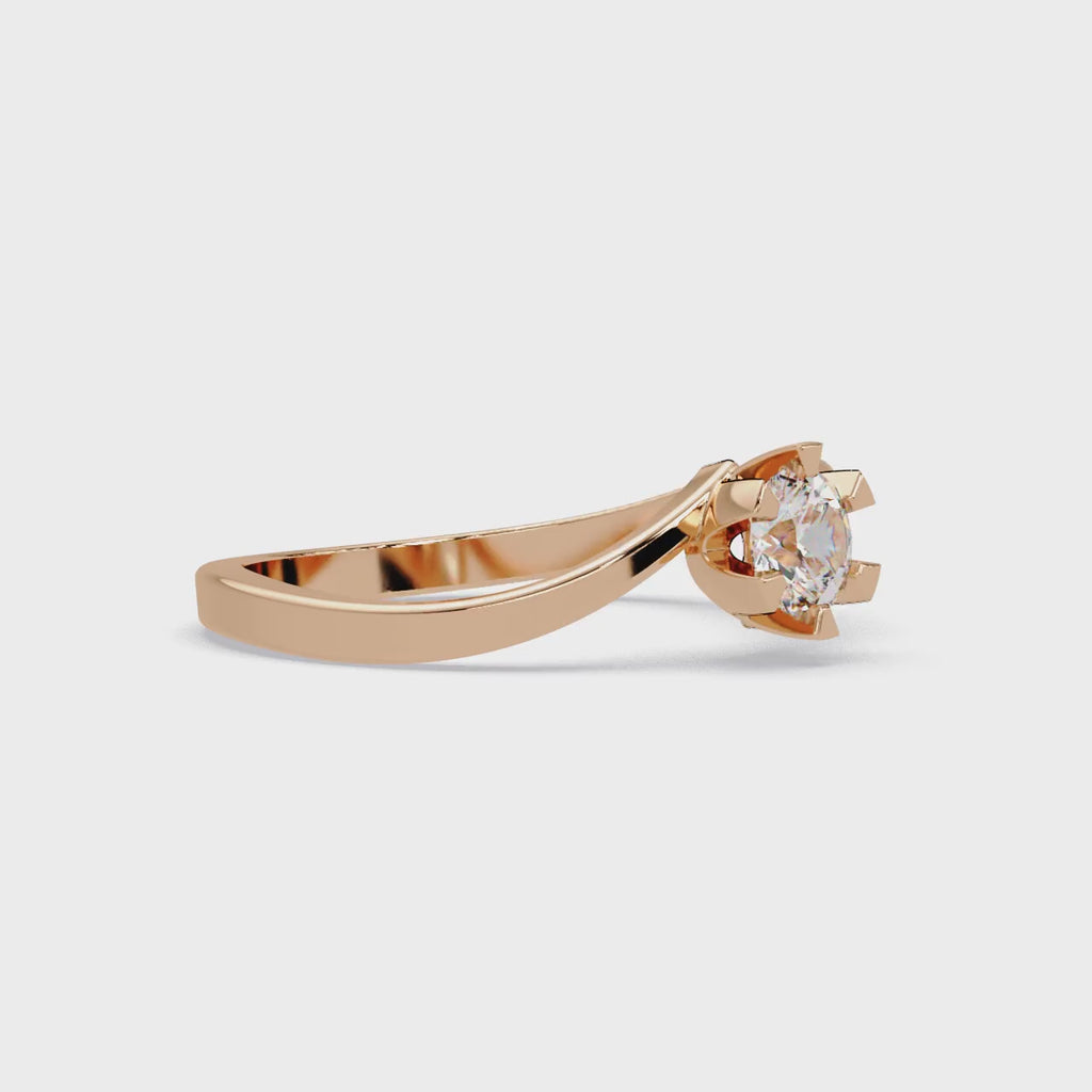 Twisted Bypass Solitaire Diamond Ring