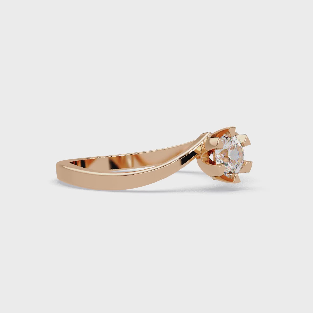 Twisted Bypass Solitaire Diamond Ring