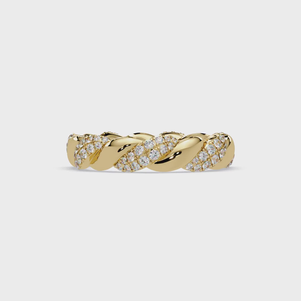 Round Diamond Twisted Infinity Band Ring in Gold