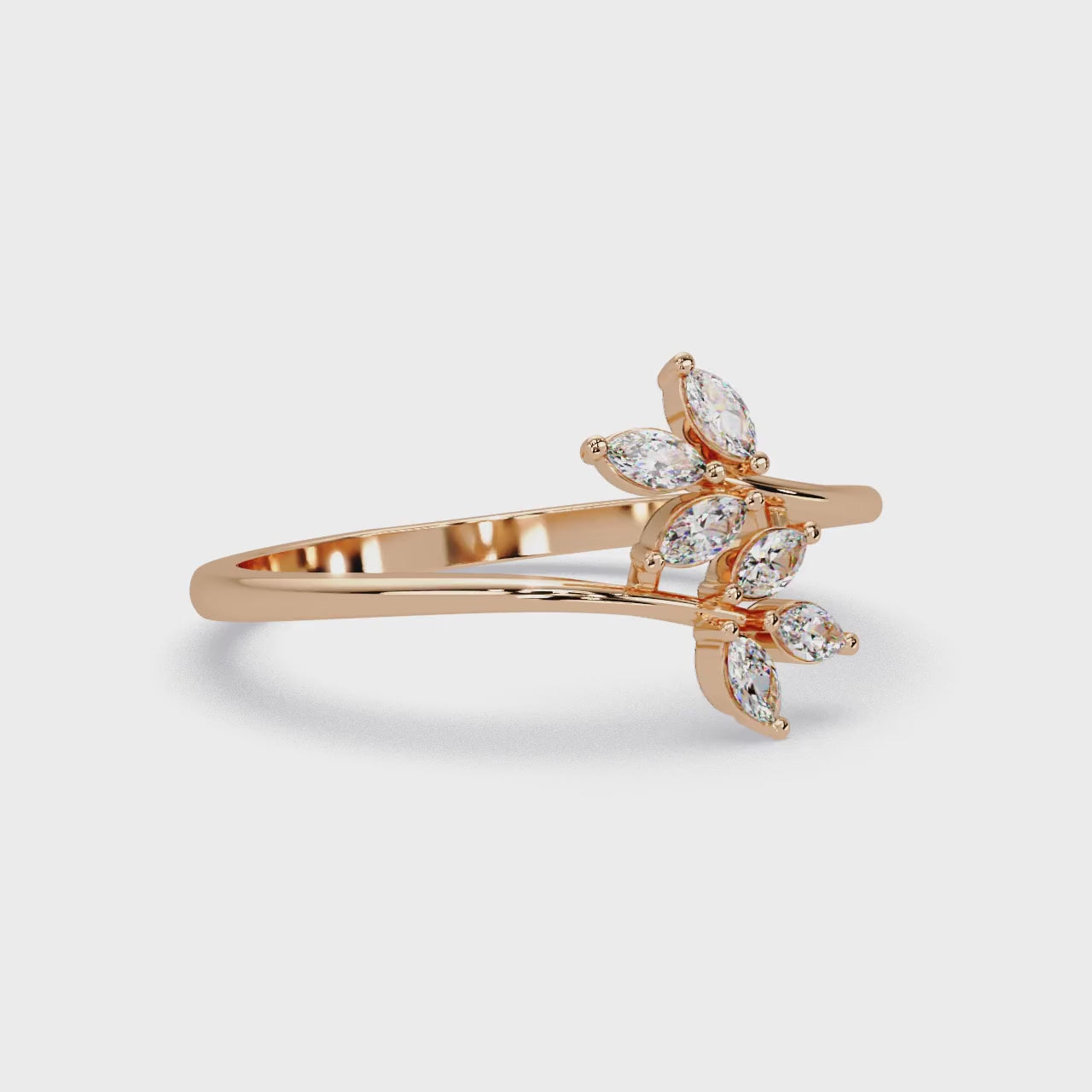 Marquise Diamond Leaf Engagement Ring