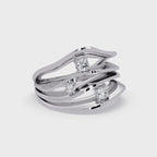 Three Stone Diamond Bypass Ring
