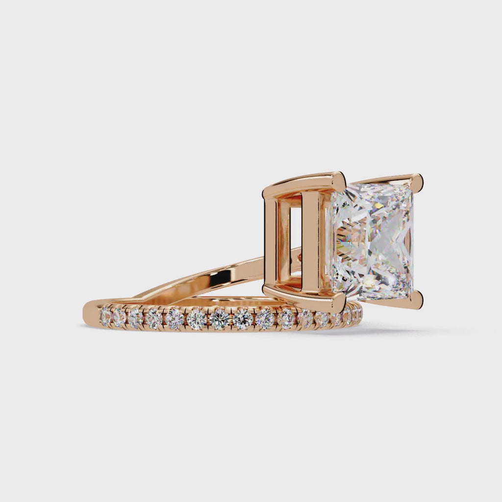 Princess Cut Diamond Split Shank Engagement Ring