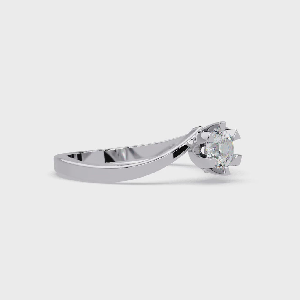 Twisted Bypass Solitaire Diamond Ring