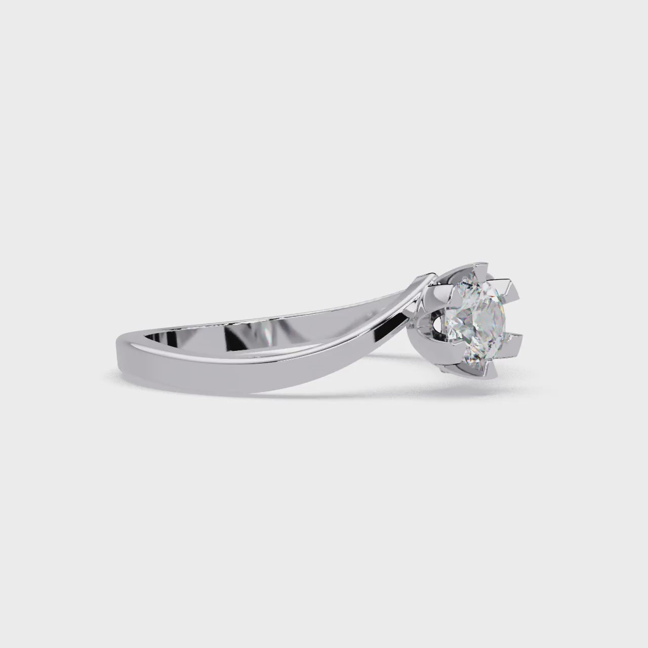 Twisted Bypass Solitaire Diamond Ring
